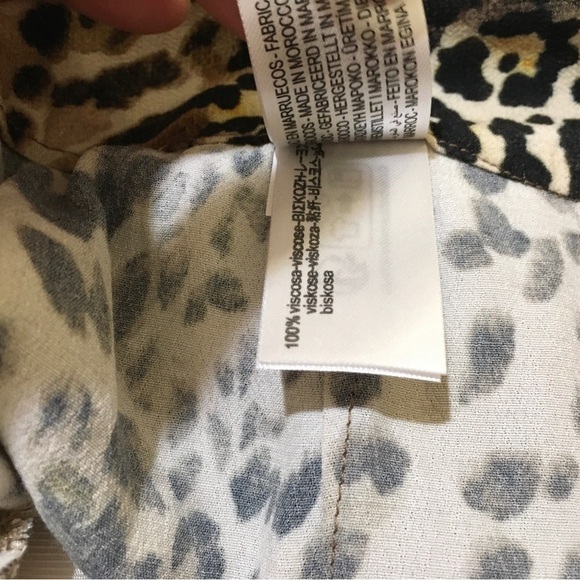 Zara Animal Print Straight Leg pants Trousers Brown Beige Black Size L - Picture 6 of 10